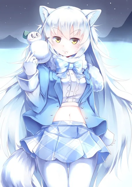 фурии с белыми волосами. конеко неко арт. девушка с песцом. белла фурри. фурри white fox.