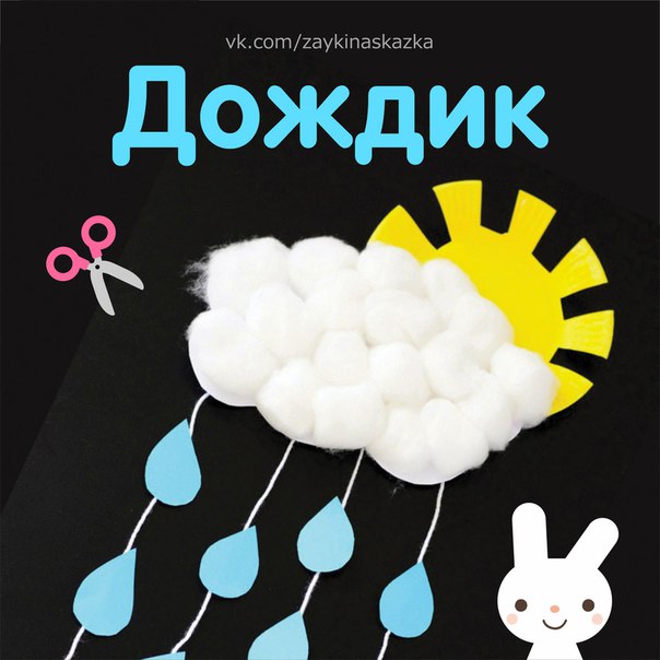 ПОДЕЛКА «ДОЖДИК» Все ругают дождик,А ему обидно:Он же так старался!Разве вам не видноВымыл все дорожки,Крыши и машины,Парки, стадионы,Окна и витрины. Стало всё блестящимИ таким красивым!Но никто